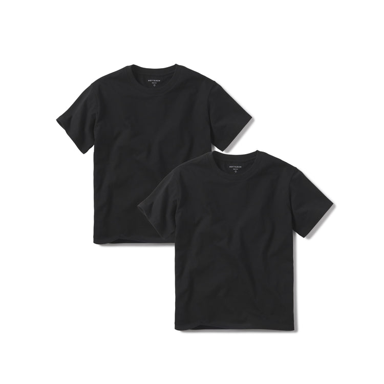 Women wearing Black Everyday Cotton Crew Tee 2-Pack