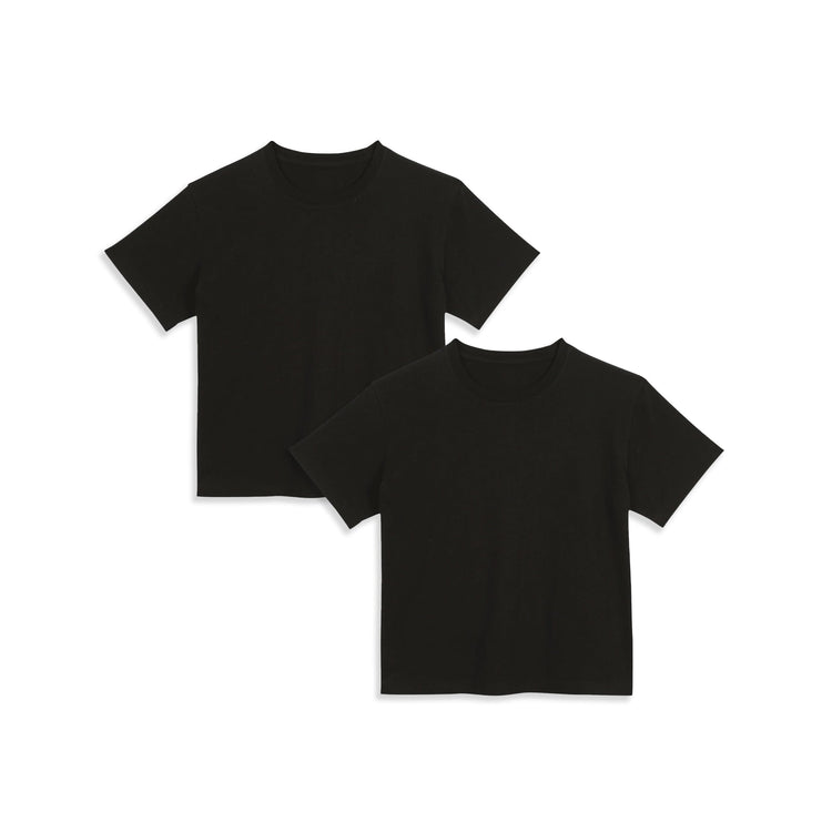 Women wearing Black Everyday Cotton Crew Tee 2-Pack