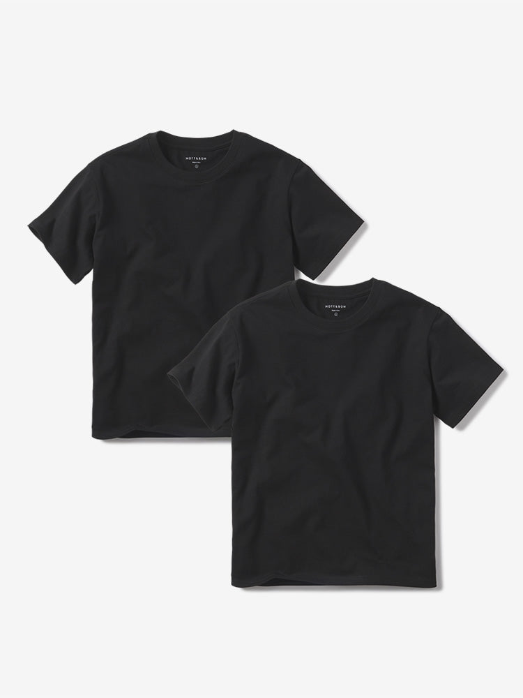 Women wearing Black Everyday Cotton Crew Tee 2-Pack