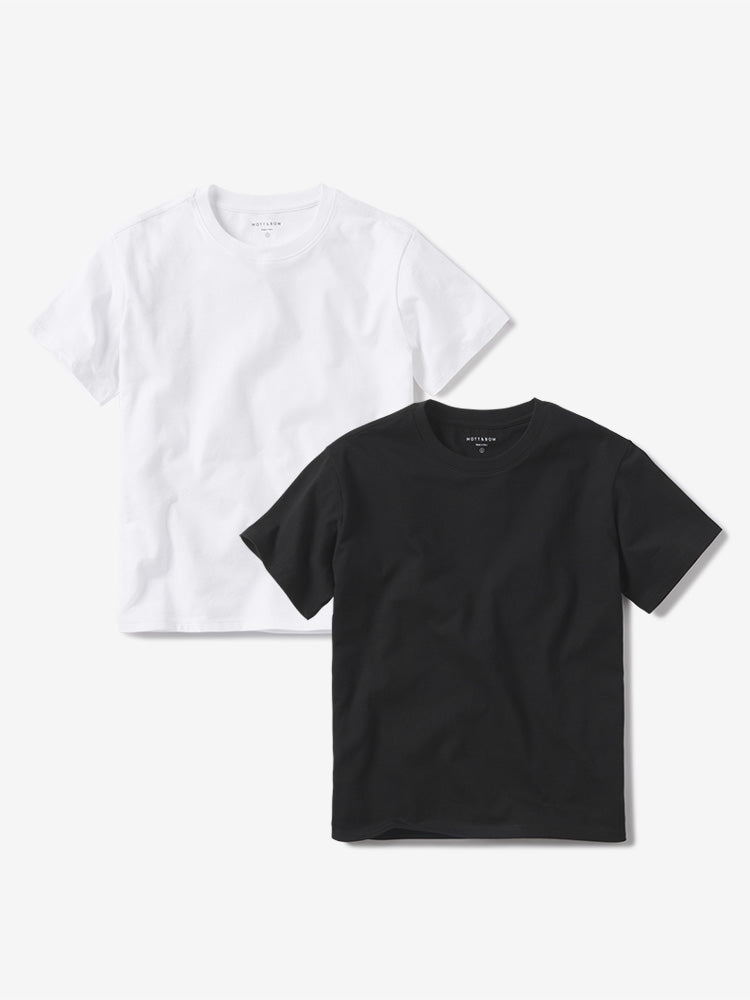 Women wearing White/Black Everyday Cotton Crew Tee 2-Pack
