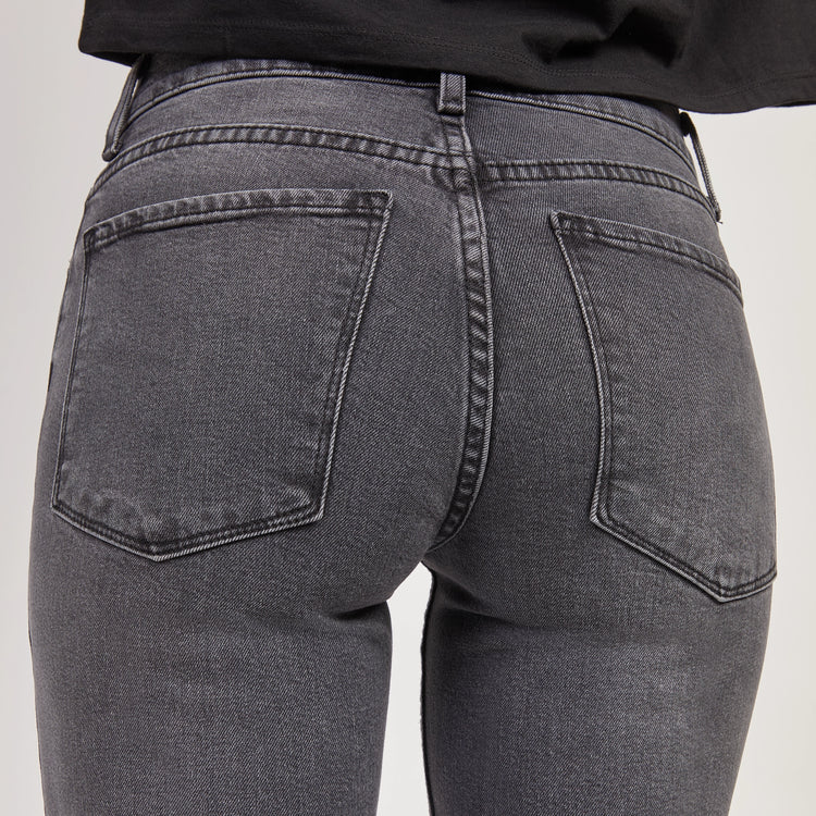 Women wearing Gray Mid Rise Slim Straight Allen Jeans