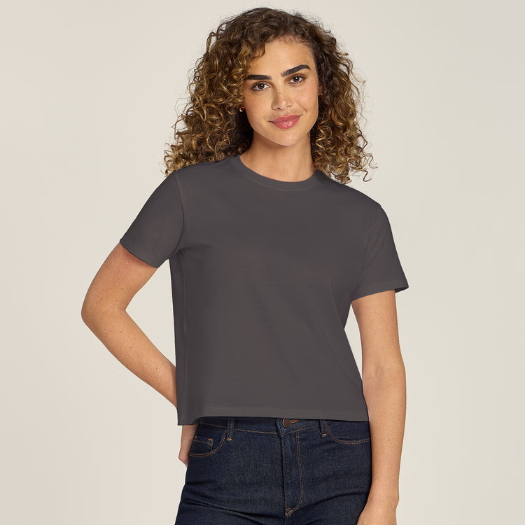 Women wearing Dark Gray Everyday Cotton Crew Tee