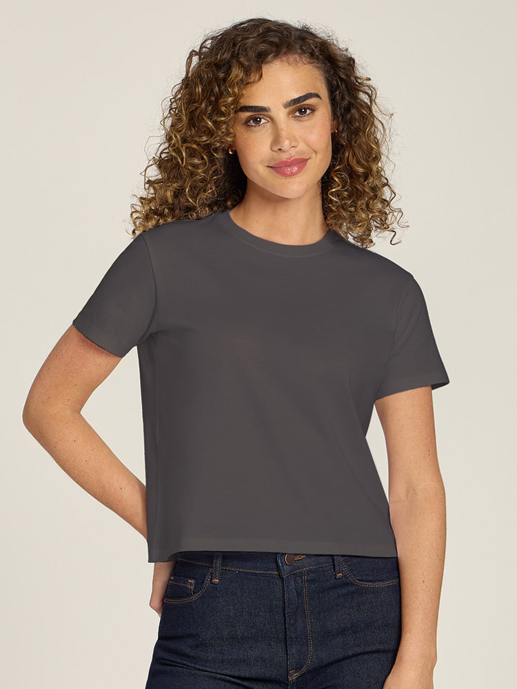Women wearing Dark Gray Everyday Cotton Crew Tee