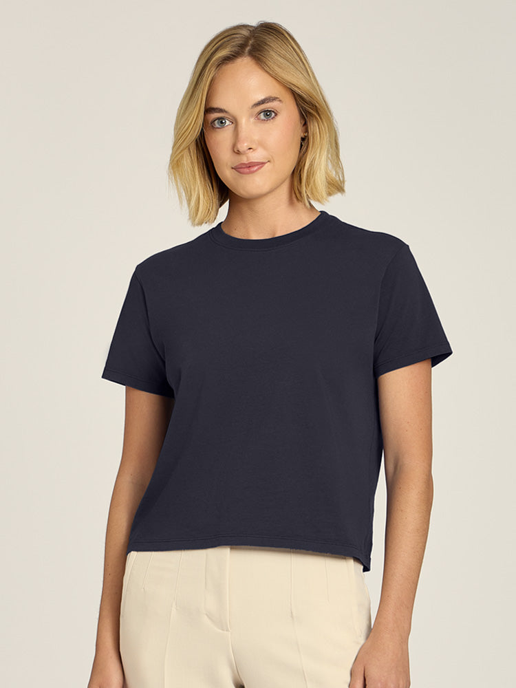 Women wearing Navy Everyday Cotton Crew Tee