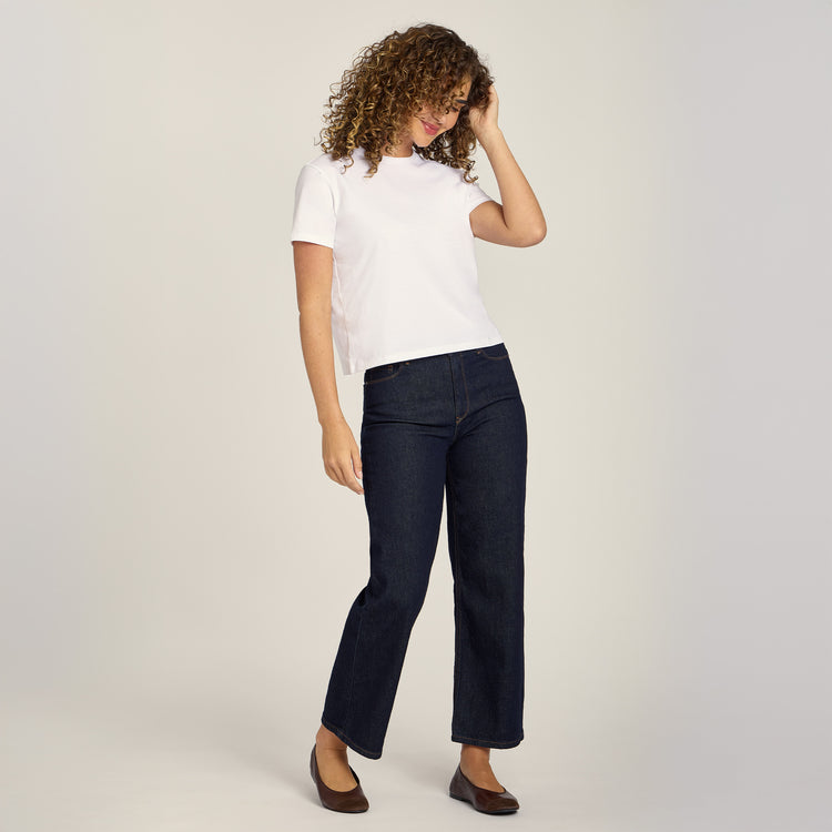 Women wearing White Everyday Cotton Crew Tee