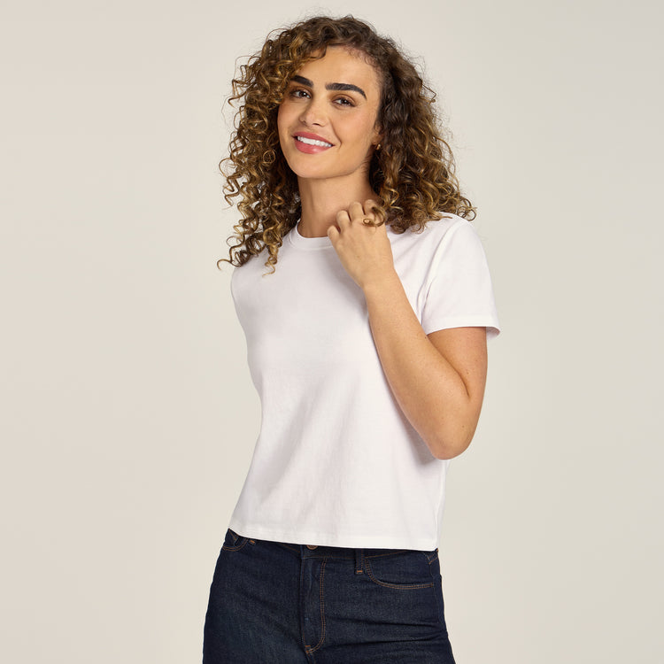 Women wearing White Everyday Cotton Crew Tee