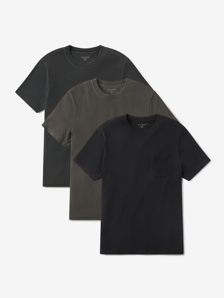 Men wearing Vintage Dark Gray/Vintage Dark Moss/Vintage Black Heritage Weighted Tee 3-Pack