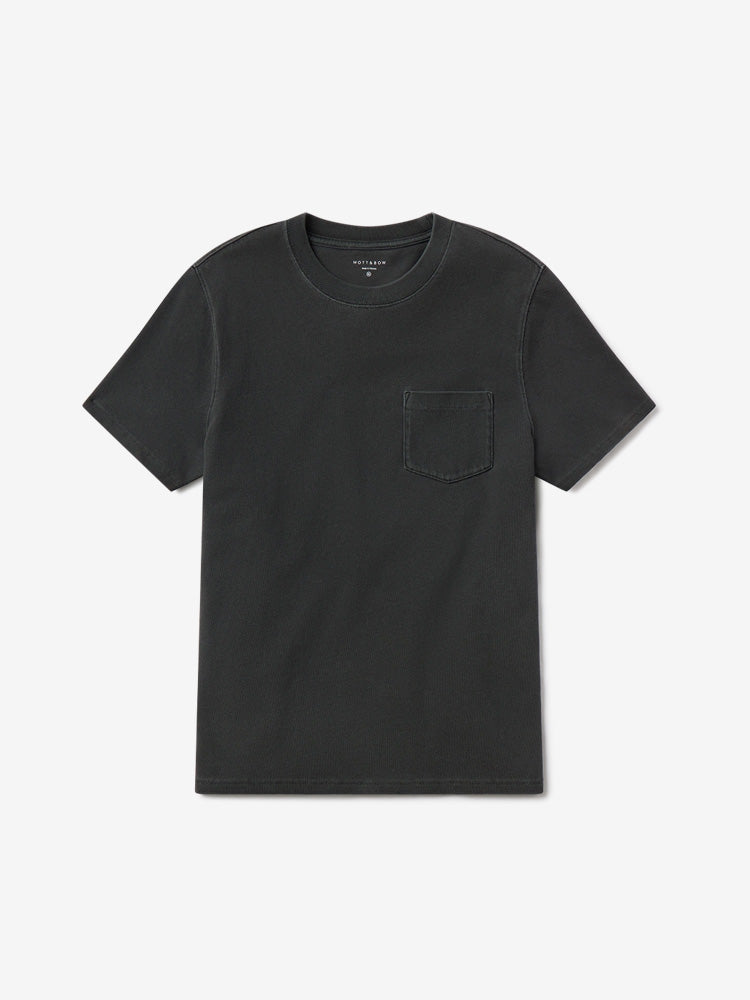 Men wearing Vintage Dark Gray Cotton Jersey One Pocket Tee