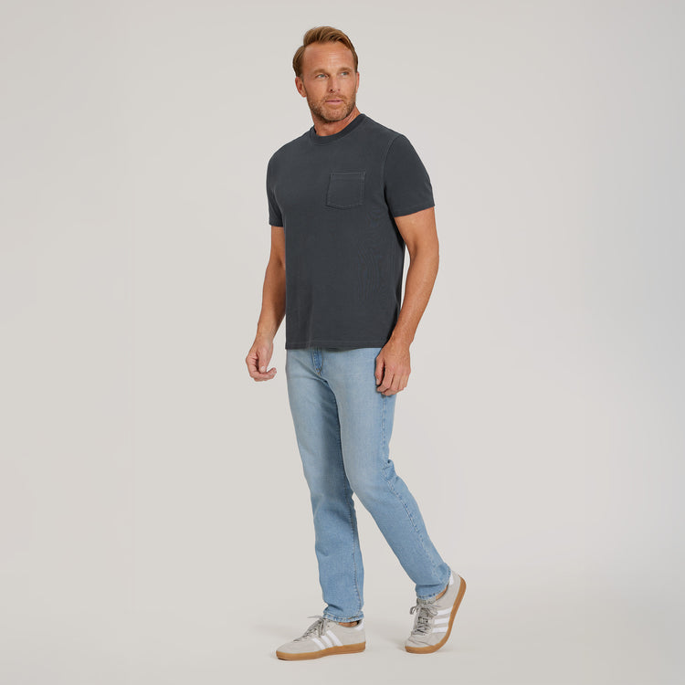 Men wearing Vintage Blue Ink Cotton Jersey One Pocket Tee