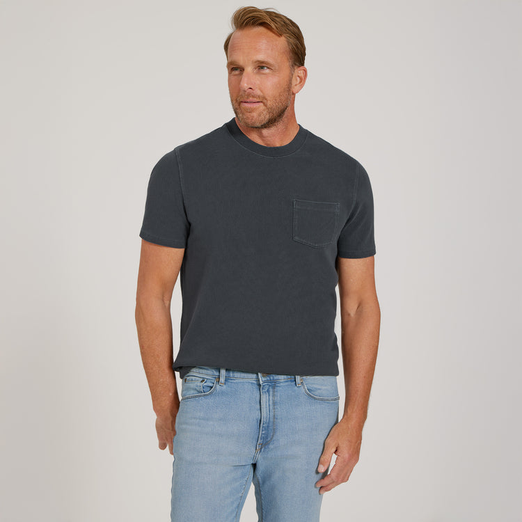 Men wearing Vintage Blue Ink Cotton Jersey One Pocket Tee