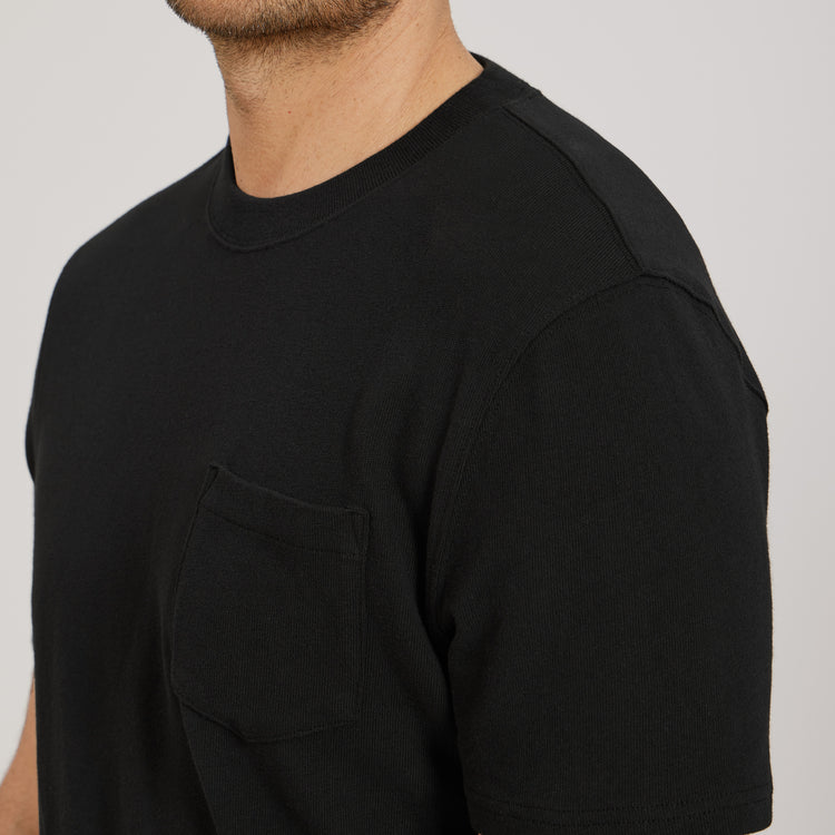 Men wearing Negro vintage Cotton Jersey One Pocket Tee