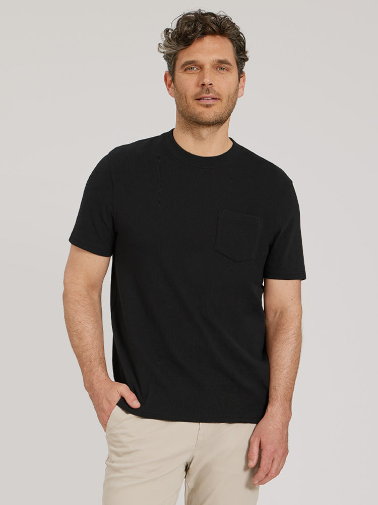 Men wearing Negro vintage Cotton Jersey One Pocket Tee