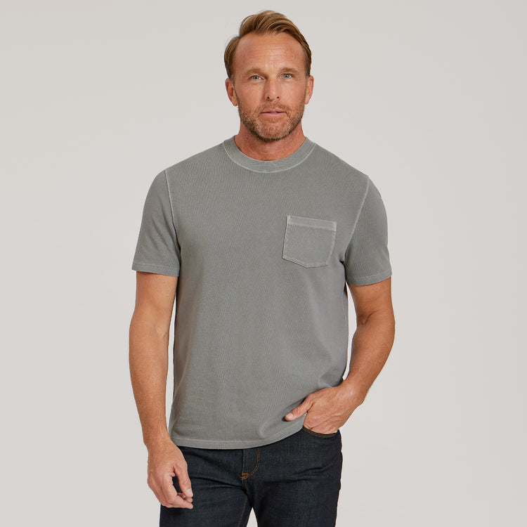 Men wearing Vintage Pewter Cotton Jersey One Pocket Tee