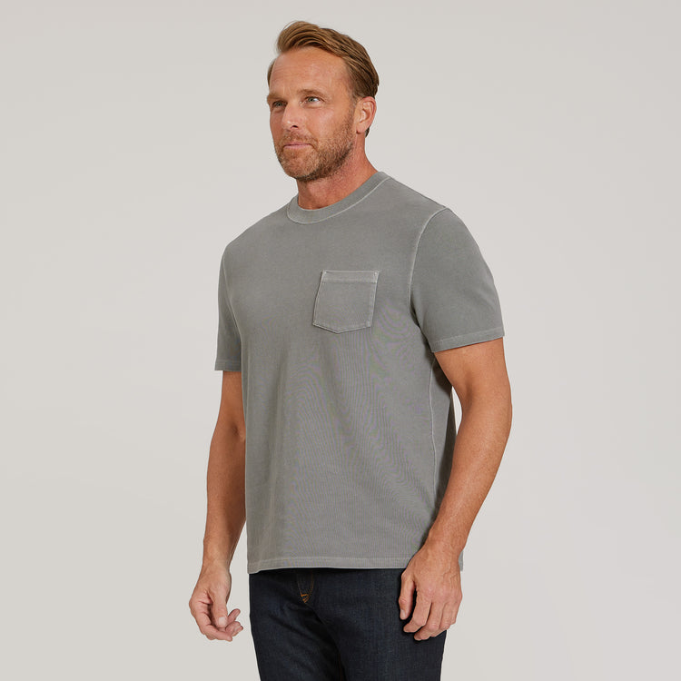 Men wearing Vintage Pewter Cotton Jersey One Pocket Tee