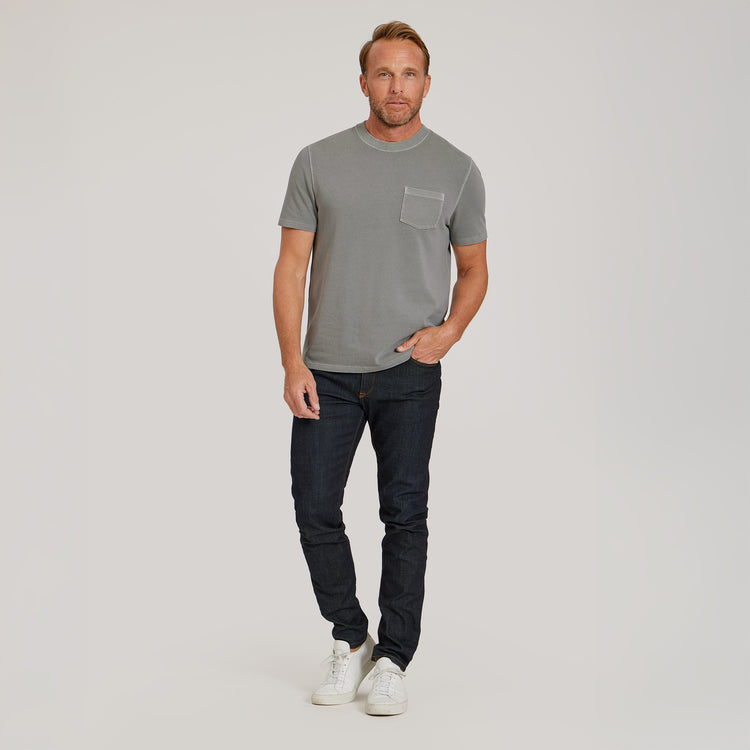 Men wearing Vintage Pewter Cotton Jersey One Pocket Tee