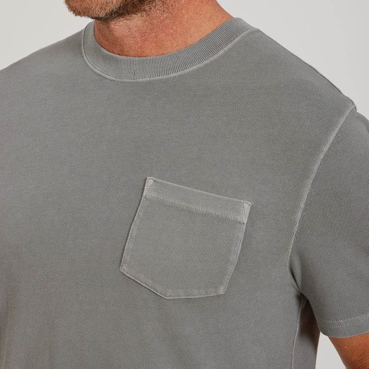Men wearing Vintage Pewter Cotton Jersey One Pocket Tee