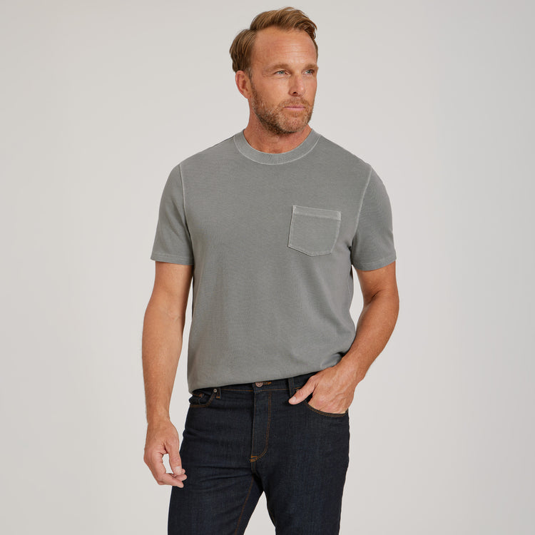 Men wearing Vintage Pewter Cotton Jersey One Pocket Tee