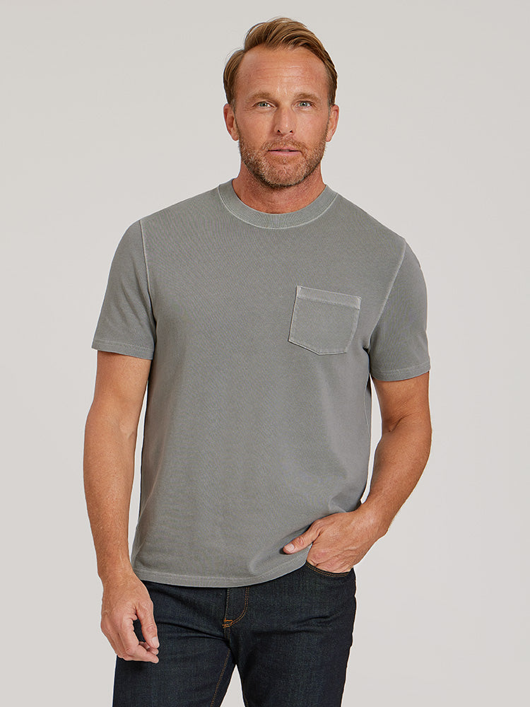 Men wearing Vintage Pewter Cotton Jersey One Pocket Tee
