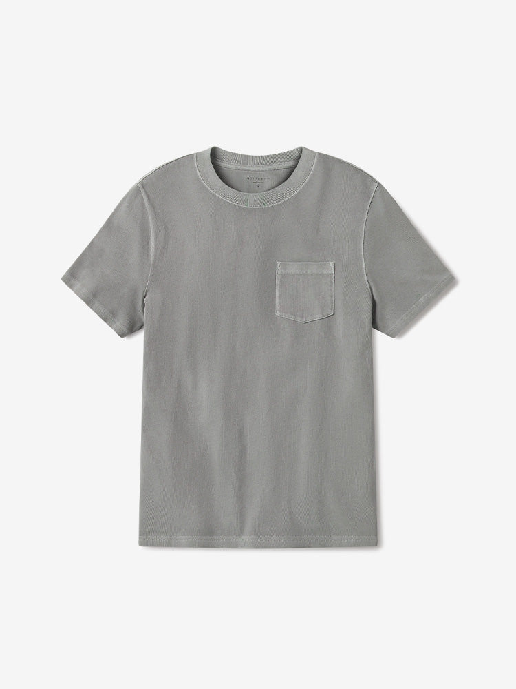 Men wearing Vintage Pewter Cotton Jersey One Pocket Tee