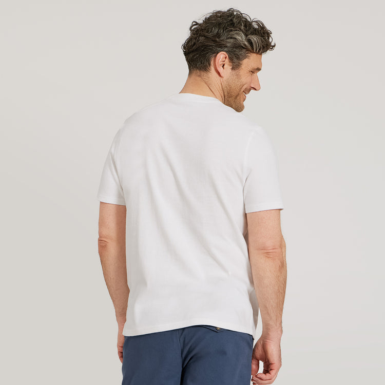 Men wearing White Cotton Jersey One Pocket Tee