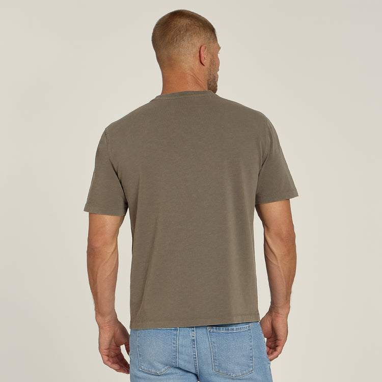 Men wearing Vintage Dark Moss Cotton Jersey Oversized Tee