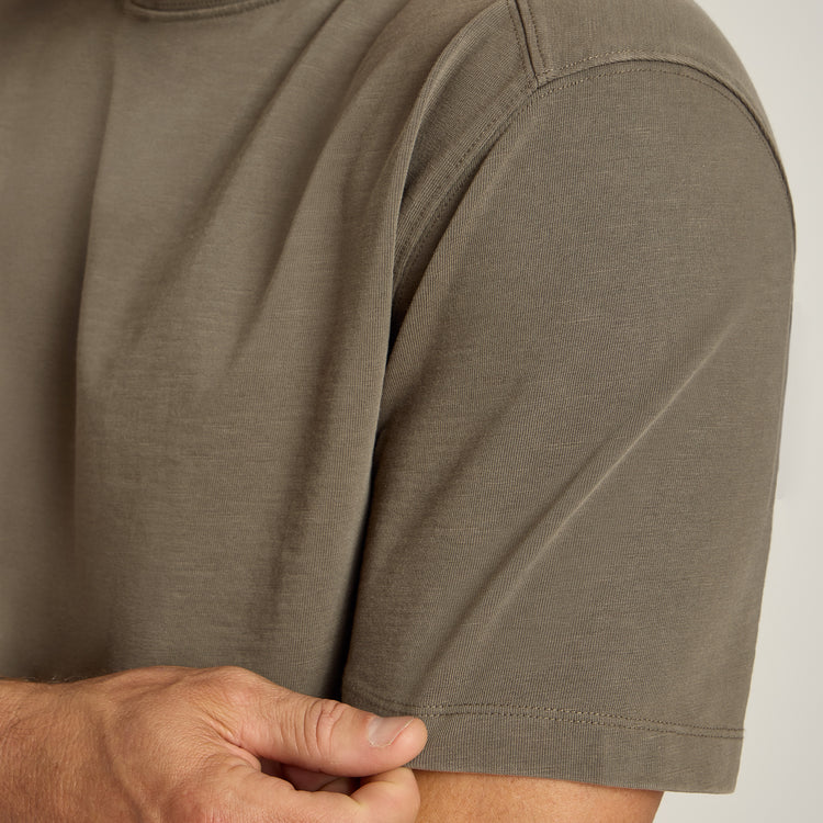 Men wearing Vintage Dark Moss Cotton Jersey Oversized Tee