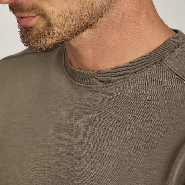 Men wearing Vintage Dark Moss Cotton Jersey Oversized Tee