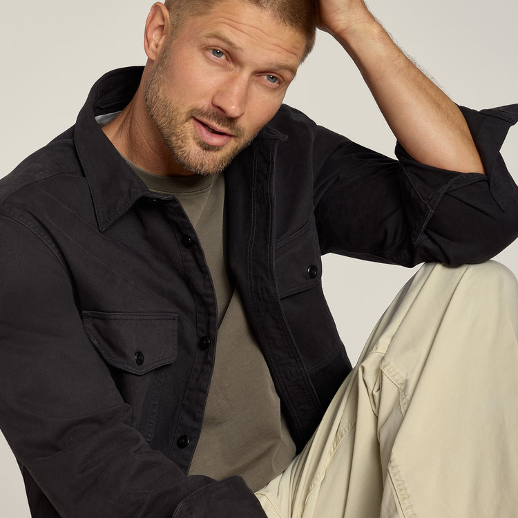 Men wearing Vintage Dark Moss Cotton Jersey Oversized Tee