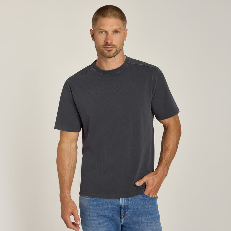 Men wearing Vintage Gray Cotton Jersey Oversized Tee