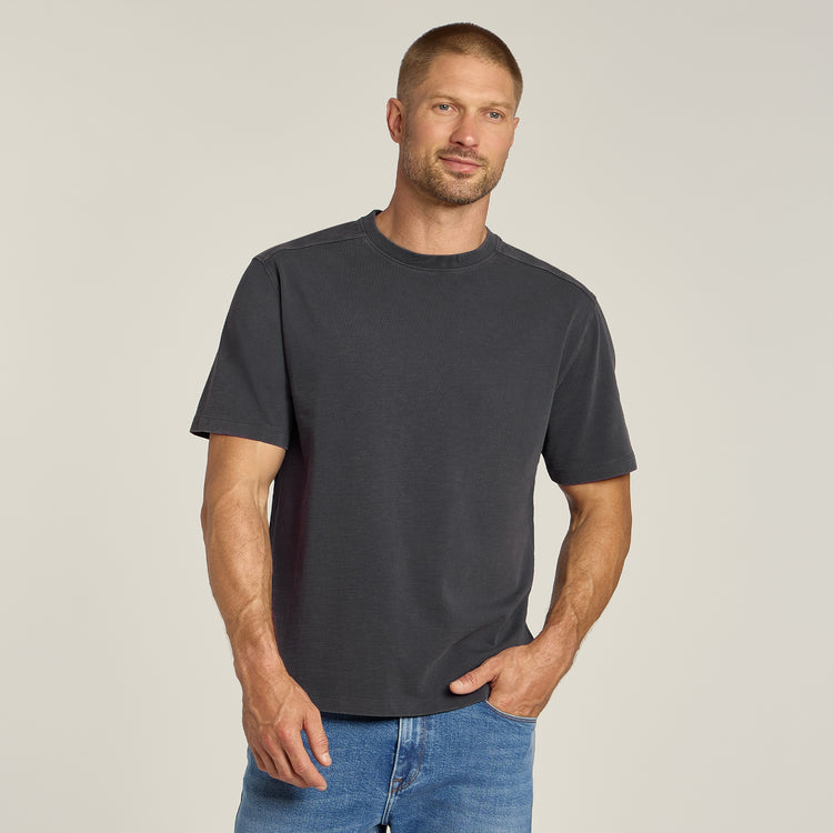 Men wearing Vintage Gray Cotton Jersey Oversized Tee