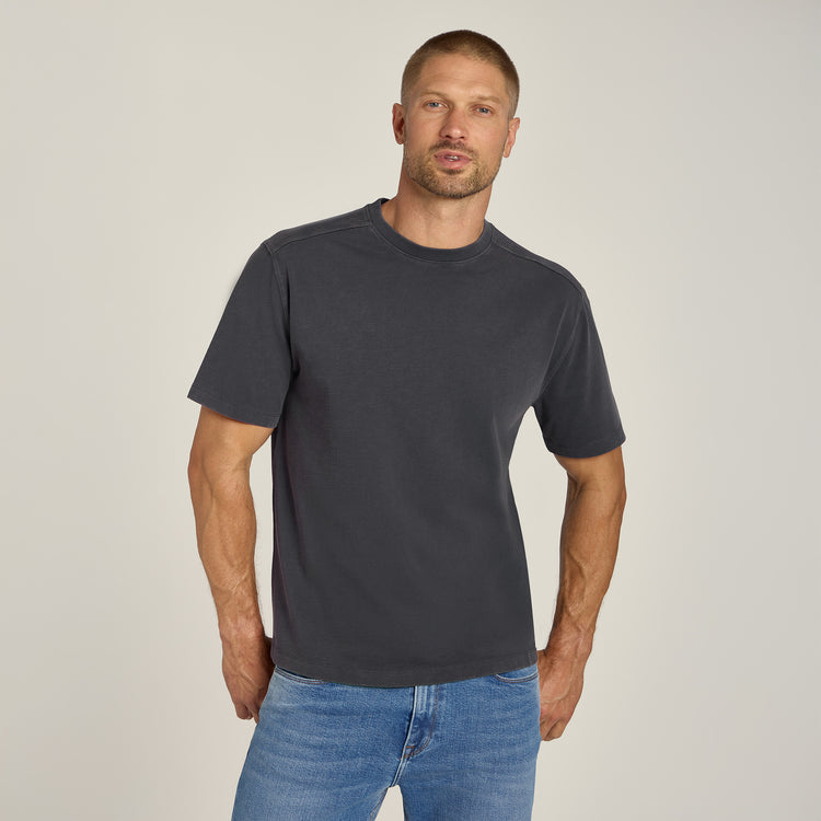 Men wearing Vintage Gray Cotton Jersey Oversized Tee