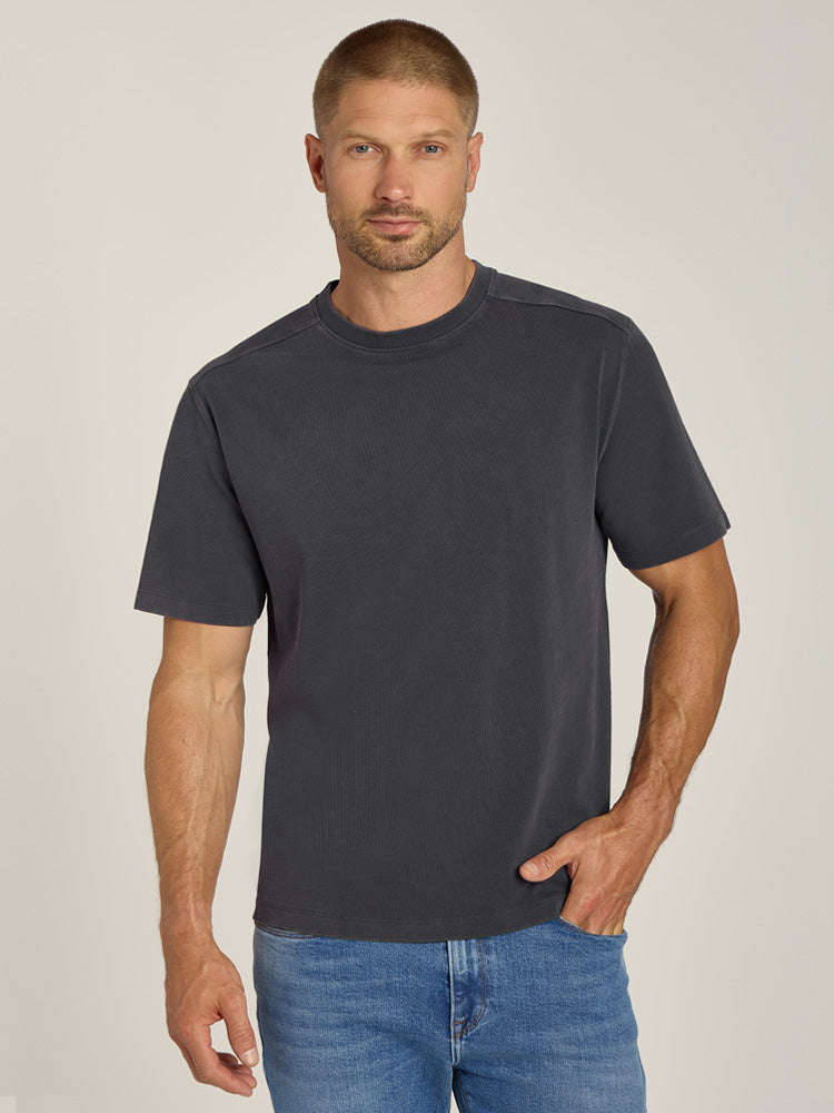 Men wearing Vintage Gray Cotton Jersey Oversized Tee