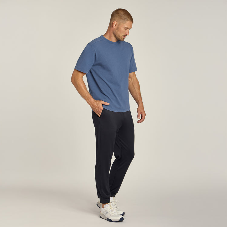 Men wearing Vintage Slate Cotton Jersey Oversized Tee