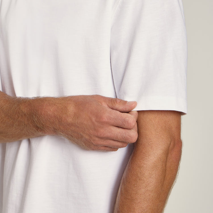 Men wearing White Cotton Jersey Oversized Tee