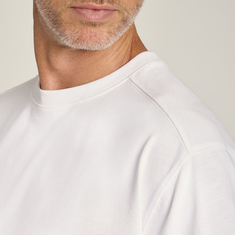 Men wearing White Cotton Jersey Oversized Tee