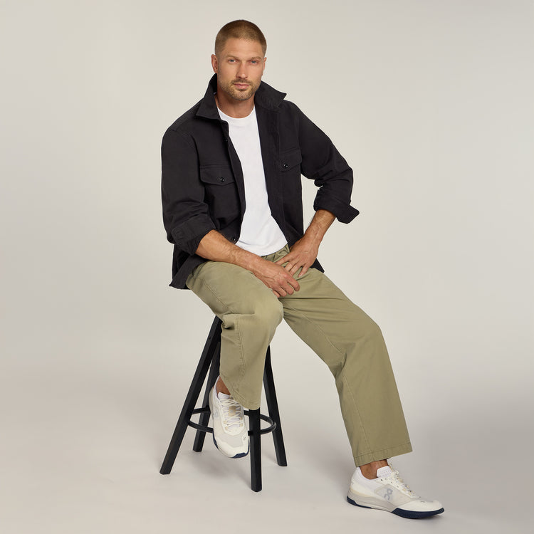 Men wearing White Cotton Jersey Oversized Tee