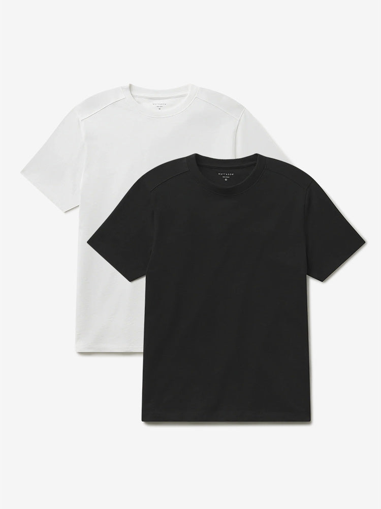 Men wearing White/Vintage Black Cotton Jersey Oversized Tee 2-Pack