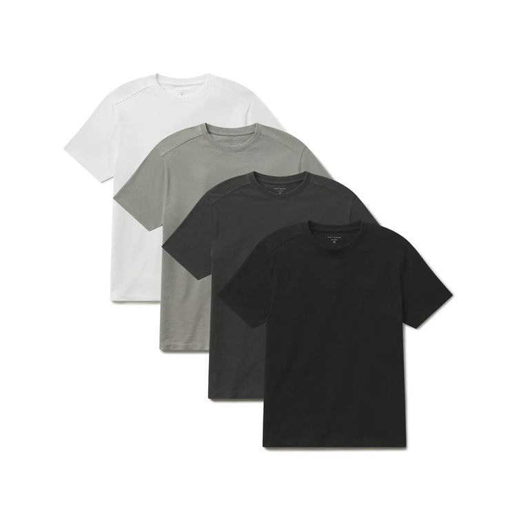 Men wearing White/Vintage Pewter/Vintage Gray/Vintage Black Cotton Jersey Oversized Tee 4-Pack