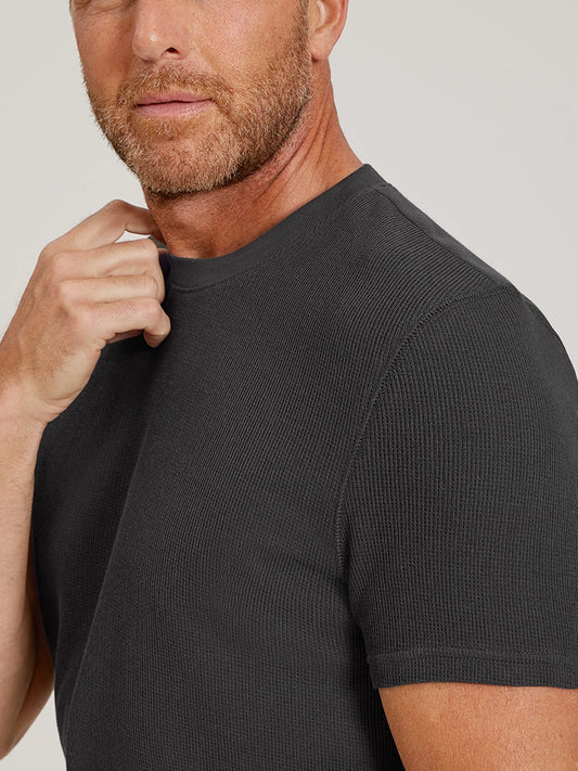 Cotton Waffle Curved Hem Crew tees