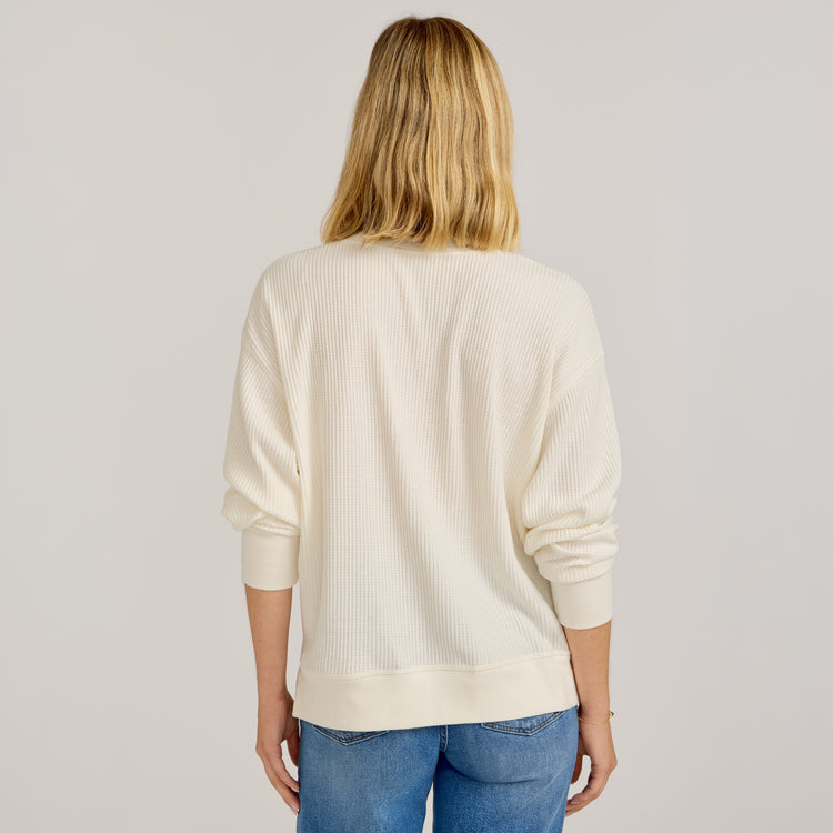Women wearing Ivory Vintage Waffle Tee
