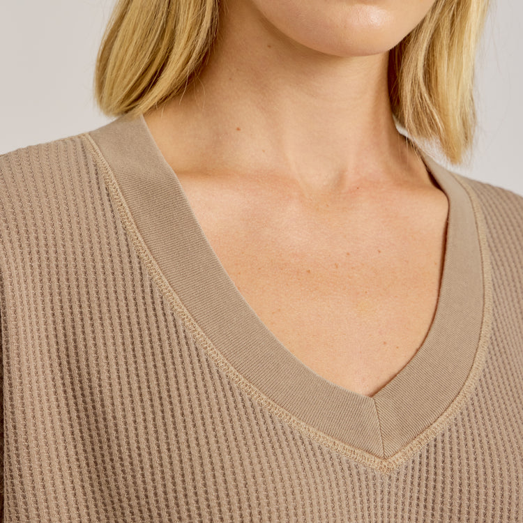 Women wearing Vintage Mahogany Vintage Waffle Tee