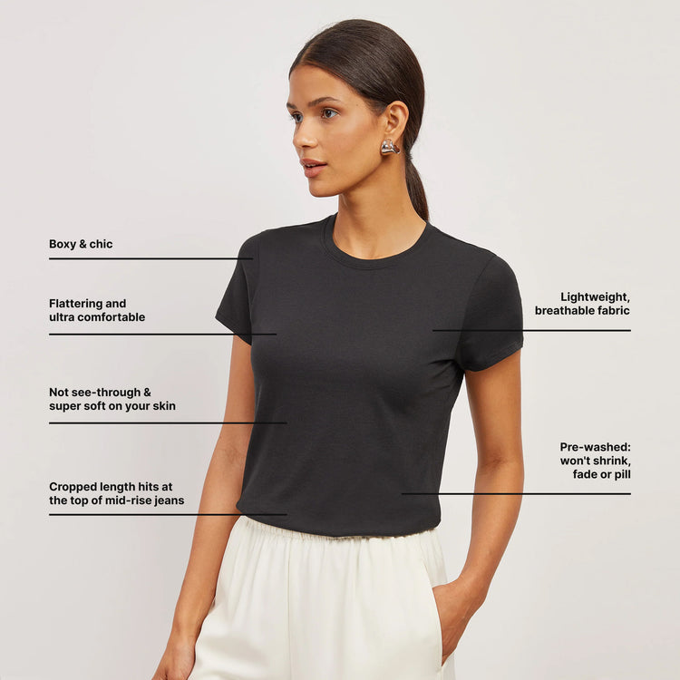 Women wearing Negro Everyday Cotton Crew Tee - Pre-Order