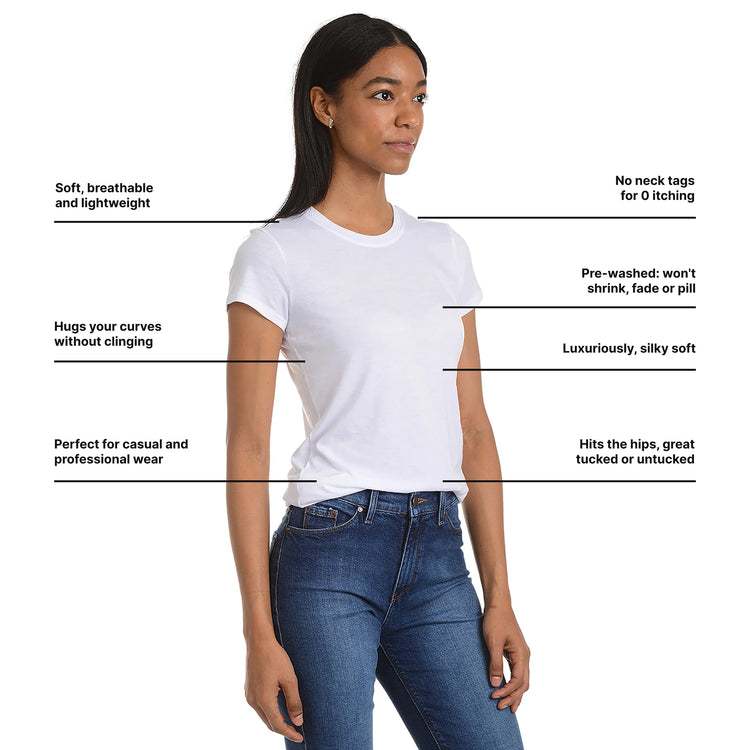 Women wearing White Fitted Crew Marcy Tee