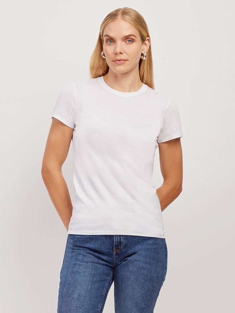 Women wearing White Fitted Crew Marcy Tee