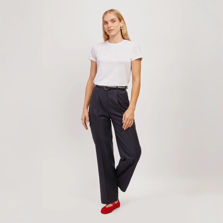 Women wearing White Fitted Crew Marcy Tee