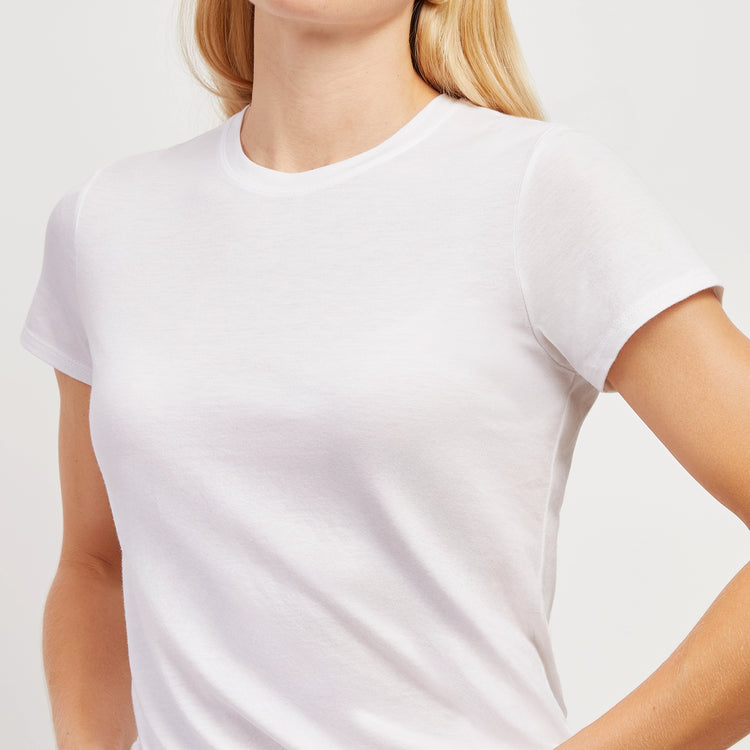 Women wearing White Fitted Crew Marcy Tee