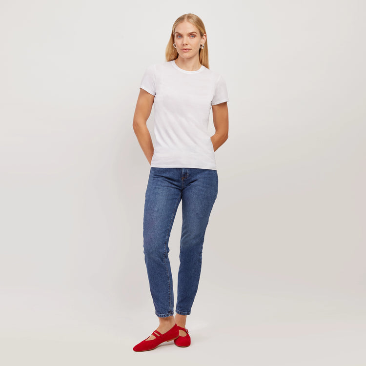 Women wearing White Fitted Crew Marcy Tee