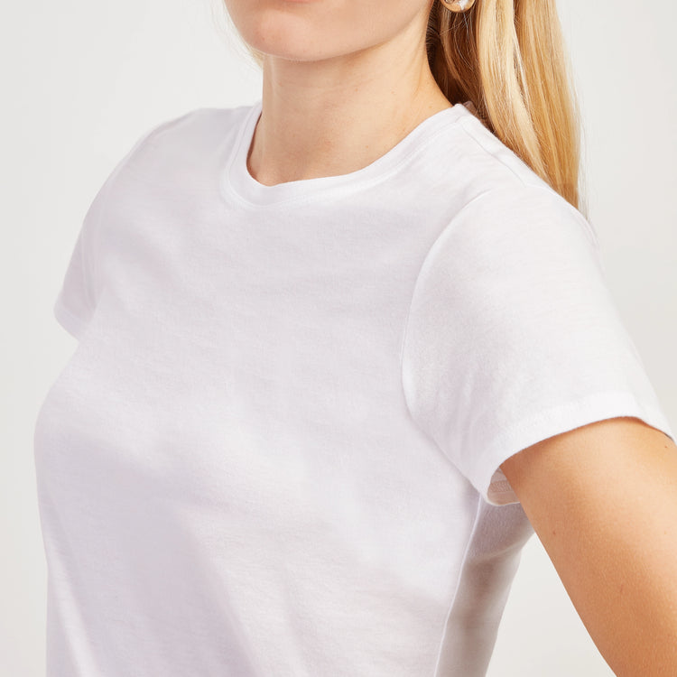 Women wearing White Fitted Crew Marcy Tee