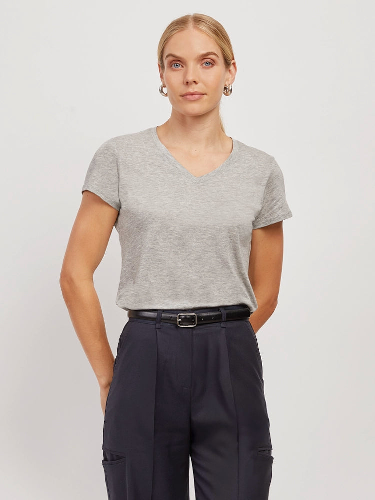 Women wearing White Fitted V-Neck Marcy