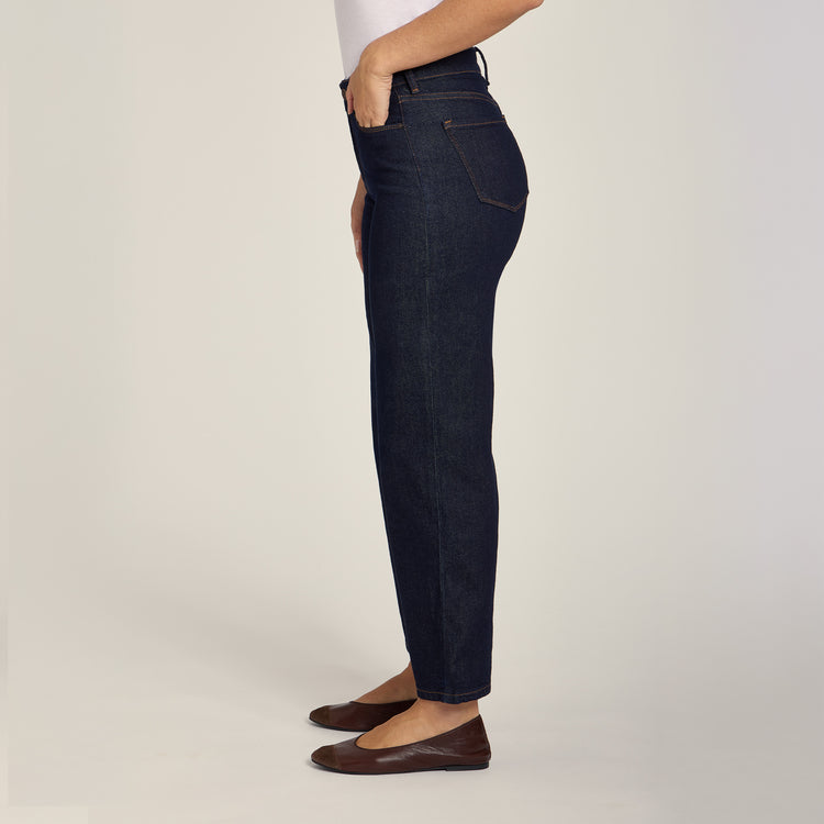 Women wearing Dark Blue High Rise Cropped Straight Leg Gilmore